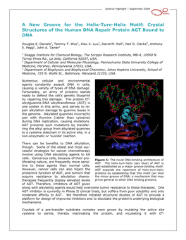 A New Groove for the Helix-Turn-Helix Motif: Crystal Structures of the Human DNA Repair Protein AGT Bound to DNA