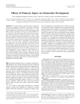 Effects of Podocyte Injury on Glomerular Development