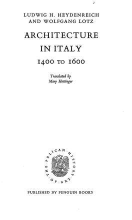 Architecture in Italy 1400 to 1600