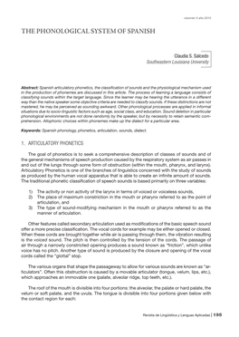 The Phonological System of Spanish
