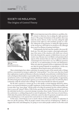 SOCIETY AS INSULATION the Origins of Control Theory