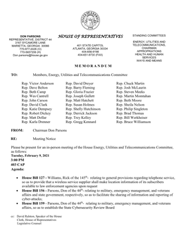 Members, Energy, Utilities and Telecommunications Committee