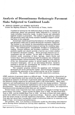 Analysis of Discontinous Orthotropic Pavement