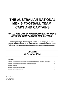 The Australian National Men's Football Team: Caps and Captains