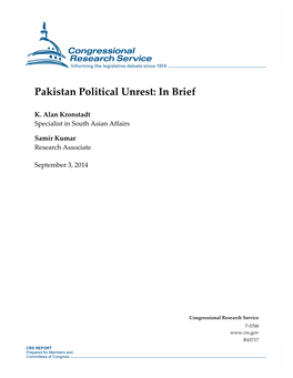 Pakistan Political Unrest: in Brief