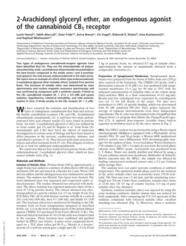 2-Arachidonyl Glyceryl Ether, an Endogenous Agonist of The