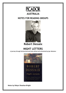 Robert Dessaix NIGHT LETTERS a Journey Through Switzerland and Italy Edited and Annotated by Igor Miazmov