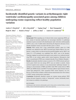 Incidentally Identified Genetic Variants in Arrhythmogenic Right Ventricular