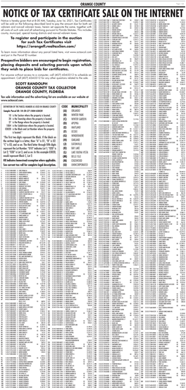 Download the 2021 Notice of Tax Certificate Sale on the Internet