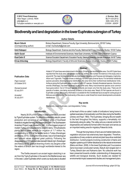 Biodiversity and Land Degradation in the Lower Euphrates Subregion of Turkey