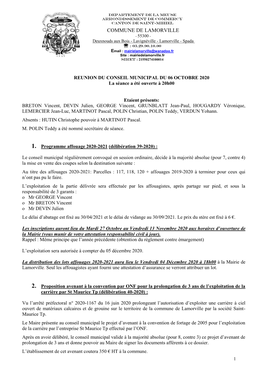 Reunion Du Conseil Municipal Du 22/09/2000