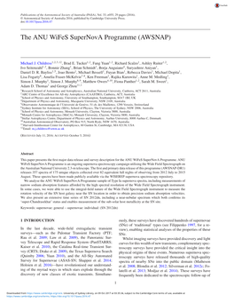 The ANU Wifes Supernova Programme (AWSNAP)