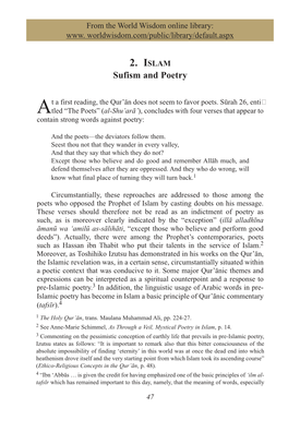 "Islam: Sufism and Poetry" by Patrick Laude