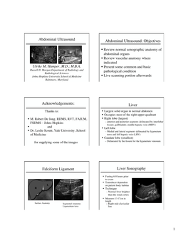 Abdominal Ultrasound Abdominal Ultrasound: Objectives