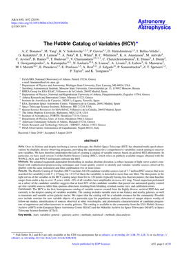 The Hubble Catalog of Variables (HCV)? A