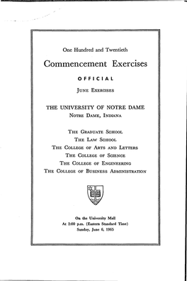 1965-06-06 University of Notre Dame Commencement Program