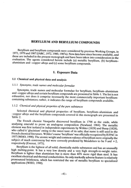 BERYLLIUM and BERYLLIUM Eompounds