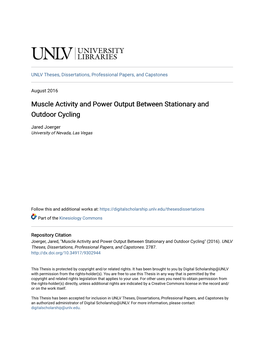 Muscle Activity and Power Output Between Stationary and Outdoor Cycling