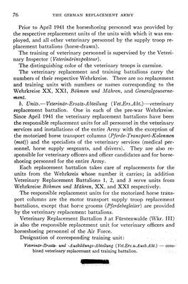 76 Prior to April1941 the Horseshoeing Personnel Was Provided by the Respective Replacement Units of the Units with Which Itwas