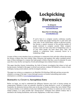 Lockpicking Forensics