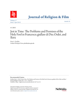 The Problems and Promises of the Holy Fool in Francesco, Giullare Di