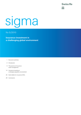 Sigma No 5/2010 Insurance Investment in a Challenging Global Environment
