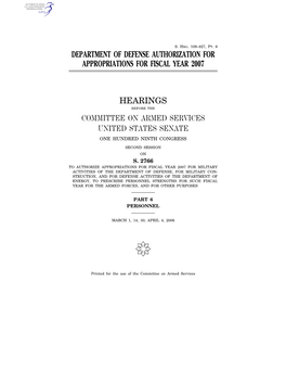 Department of Defense Authorization for Appropriations for Fiscal Year 2007