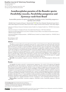 Acanthocephalan Parasites of the Flounder Species Paralichthys