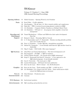TUGBOAT Volume 17, Number 2 / June 1996 1996 Annual Meeting Proceedings
