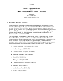 Mixed Mesophytic Forest Habitat Association