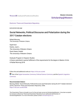 Social Networks, Political Discourse and Polarization During the 2017 Catalan Elections