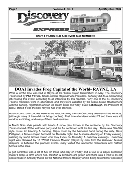 DOAI Invades Frog Capital of the World- RAYNE, LA What a Terrific Time Was Had in Rayne at the “Kickin’ Cajun Celebration” in May