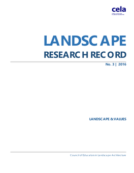 Landscape Research Record No. 03