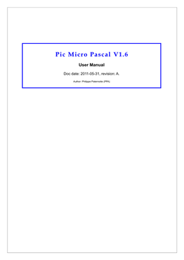 Documentation for Pic Micro Pascal