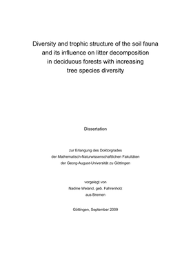 Diversity and Trophic Structure of the Soil Fauna and Its Influence on Litter Decomposition in Deciduous Forests with Increasing Tree Species Diversity