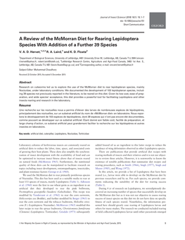 A Review of the Mcmorran Diet for Rearing Lepidoptera Species with Addition of a Further 39 Species