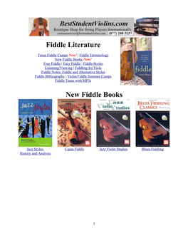 Fiddle Literature New Fiddle Books