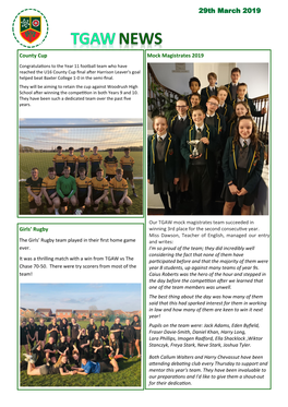 Newsletter 29Th March 2019