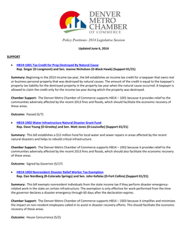 Policy Positions- 2014 Legislative Session