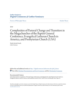 Complexities of Pastoral Change and Transition in the Megachurches Of
