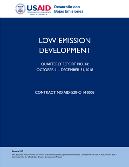 Low Emission Development Quarterly Report