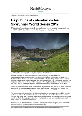 Es Publica El Calendari De Les Skyrunner World Series 2017