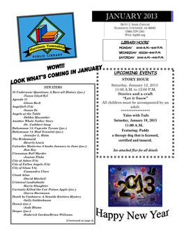 Newsletter Dated January 2013