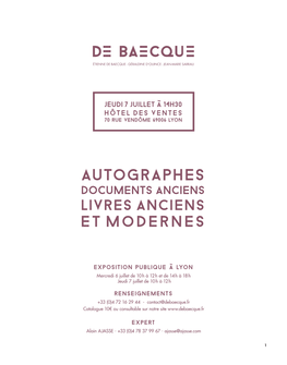 Autographes Documents Anciens Livres Anciens Et Modernes