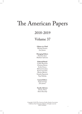 The American Papers 2018-2019 Volume 37