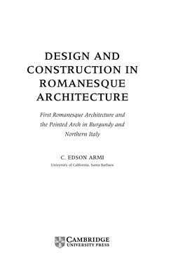 Design and Construction in Romanesque Architecture