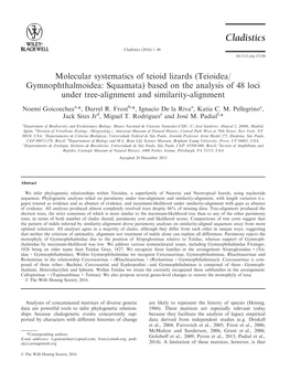 Molecular Systematics of Teioid Lizards (Teioidea&#X002f