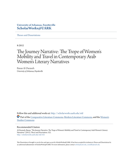 The Journey Narrative: the Trope of Women's Mobility and Travel In