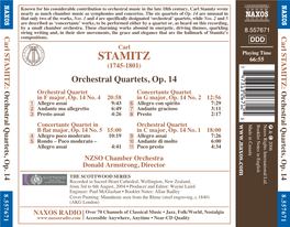 Stamitz Wrote Nearly As Much Chamber Music As Symphonies and Concertos