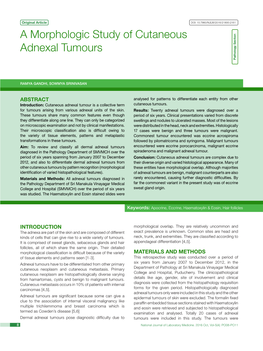 A Morphologic Study of Cutaneous Adnexal Tumours Pathology Section